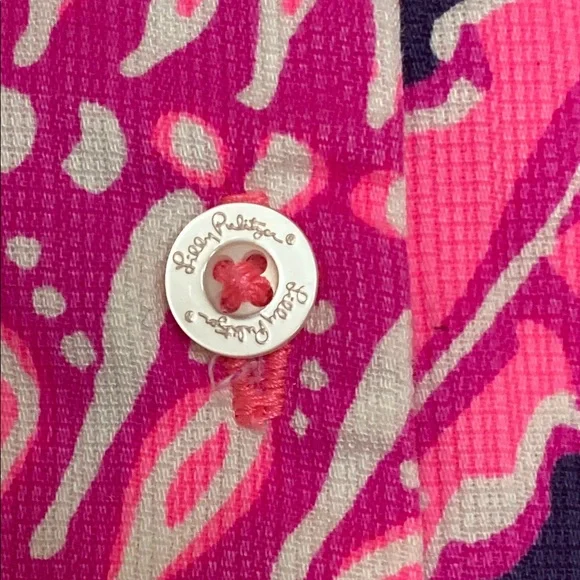 Lilly Pulitzer CoCo Safari Print Fuchsia Pink and Navy Back Button Dress - Picture 7 of 9